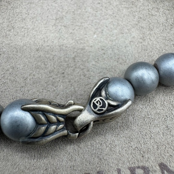 DAVID YURMAN Unisex Sterling Silver 8mm Hematite Matte Bead Bracelet 8.5” - Picture 3 of 7